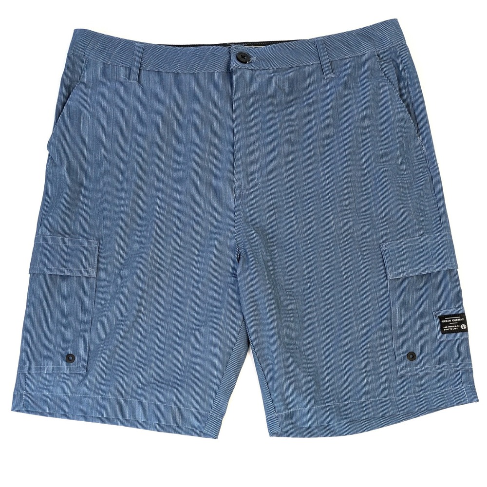 Ocean Current Mens Blue Striped Hybrid Cargo Shorts Size 34 Quick Dry Stretch